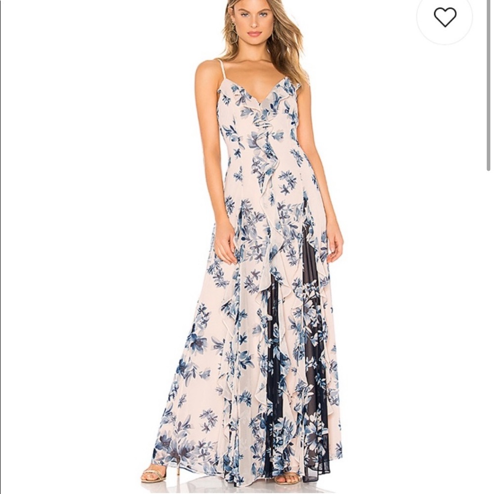 BCBG Long Ruffle Gown
